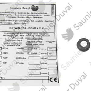 Kit  changement  gaz  G30  ->  G20  -  Saunier  Duval  -  ref  0020048730