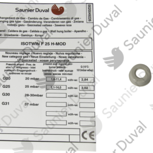Kit  changement  gaz  G30  ->  G20  -  Saunier  Duval  -  ref  0020048731
